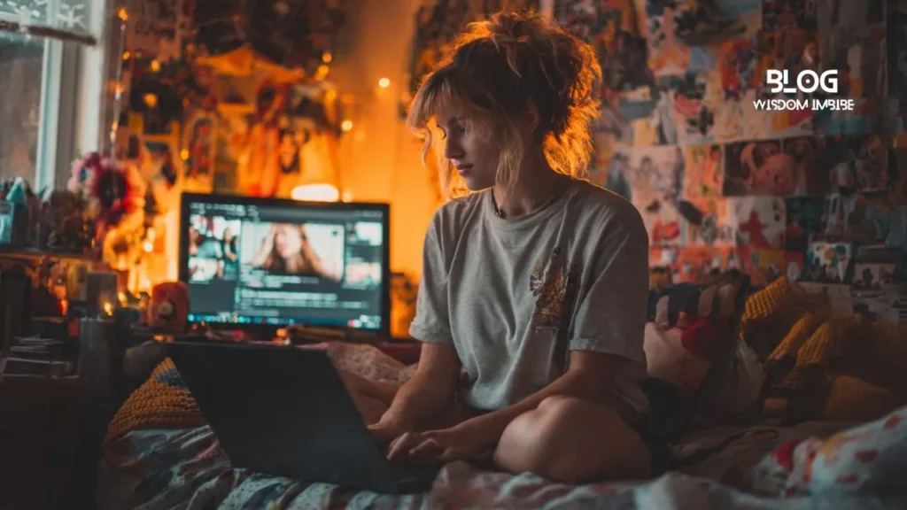a Girl working on her laptop
